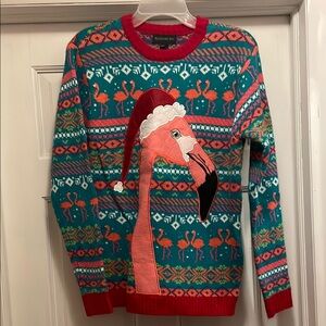 Women's Festive Flamingo Sweater - Multicolor